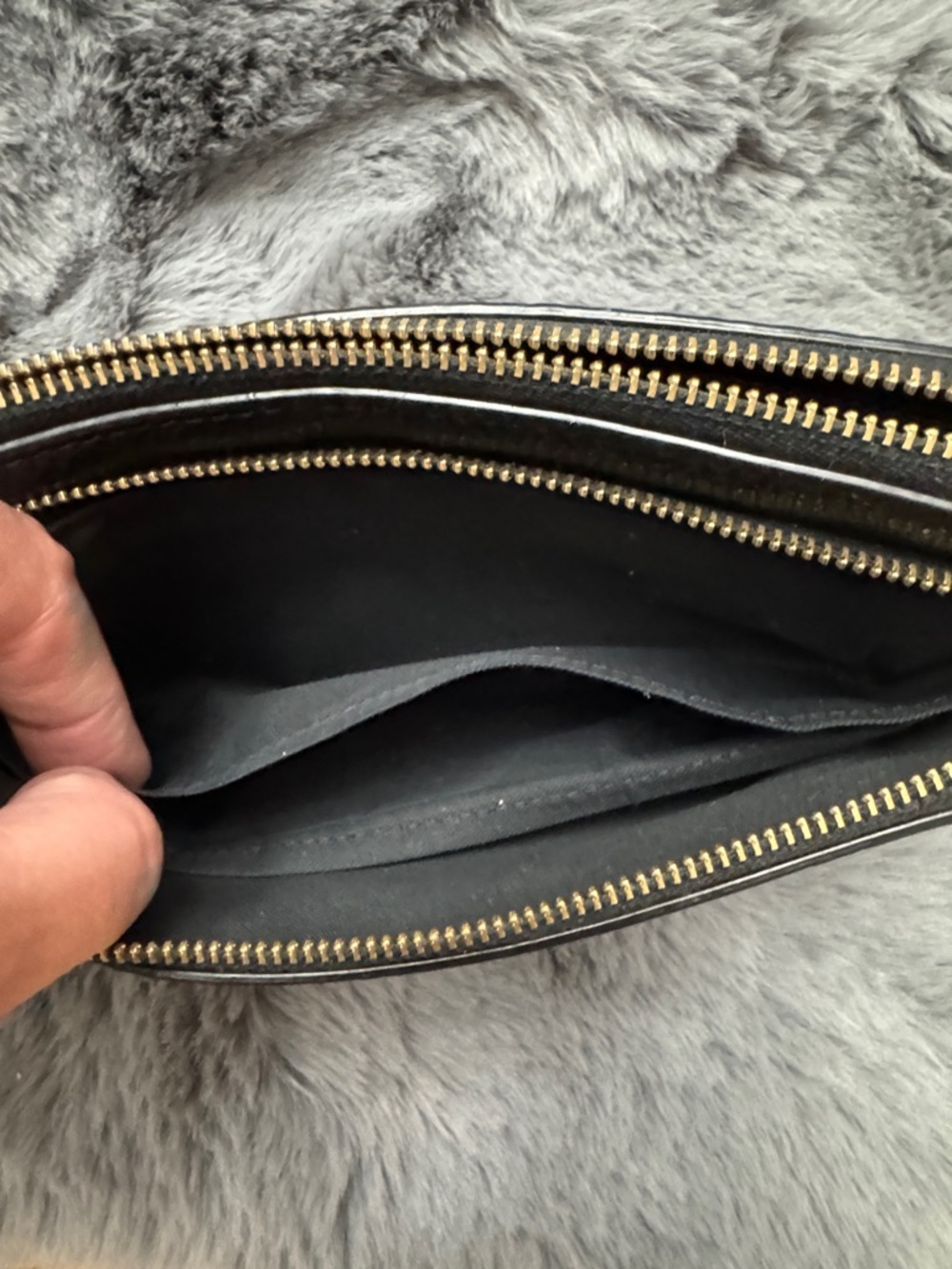 Coach Black Pebbled Leather Wristlet with Gold Accent - Picture 6 of 8